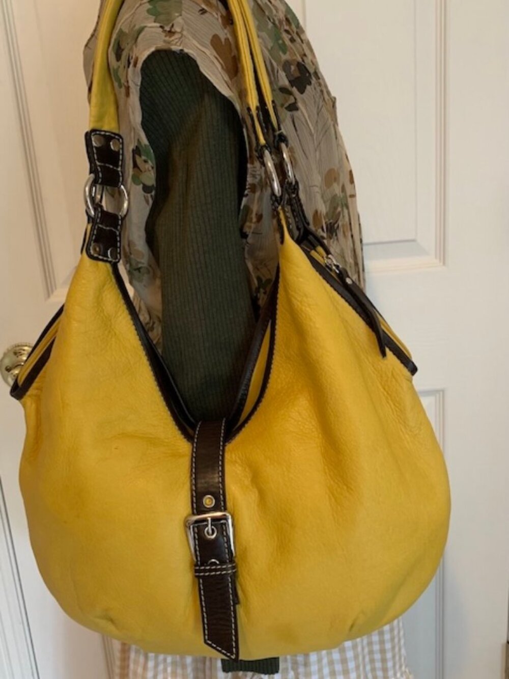 RELISTED- Updated-Read Desc Y2K Nino Bossi Yellow Pebbled Leather Shoulder Bag